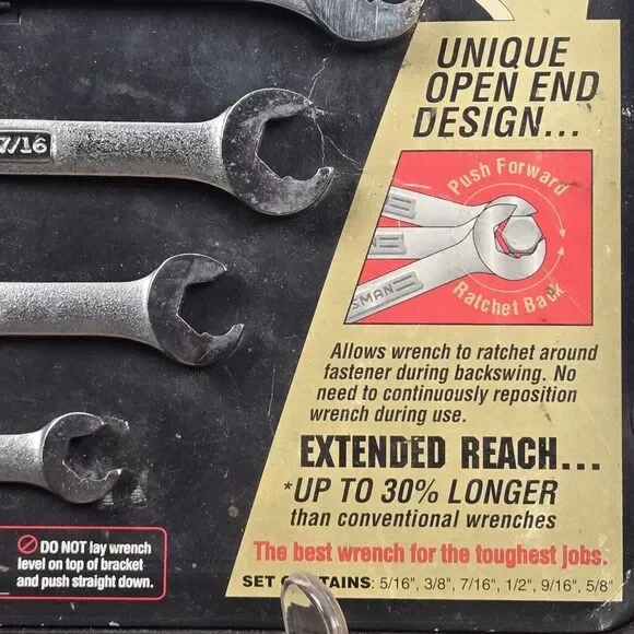 Vintage Craftsman 6 Pc Professional Quick Wrench Set SAE 42356 USA Made 5/8-5/16 - Picture 14 of 16